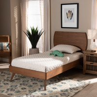 Baxton Studio Aimi-Ash Walnut-Twin Baxton Studio Aimi Mid-Century Modern Walnut Brown Finished Wood Twin Size Platform Bed